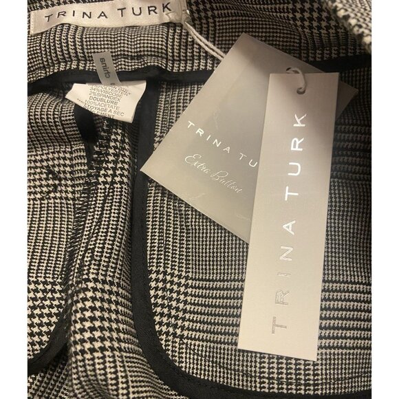Trina Turk Dress Pants Womens 8 Ankle Black White Houndstooth Plaid Slim NWT - Picture 6 of 7